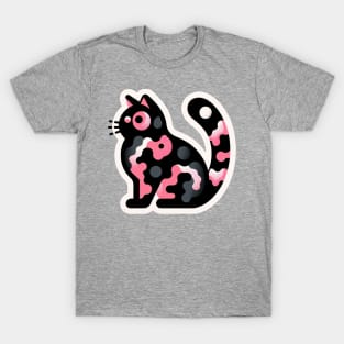 Camo Kitty in Pink and Black T-Shirt